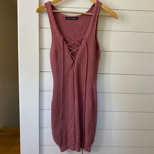 NakedWardrobe Knit Tie-Up Dress